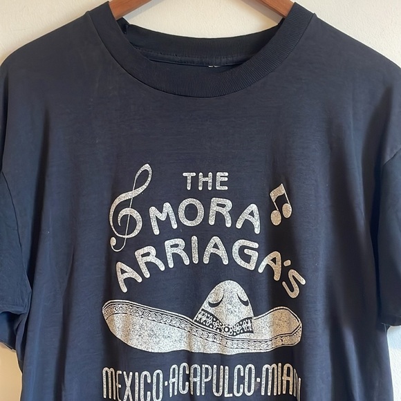 VTG Mariachi Mexico Graphic Tee Mora Arriaga’s T-Shirt XL Black Retro Rock - Picture 2 of 13